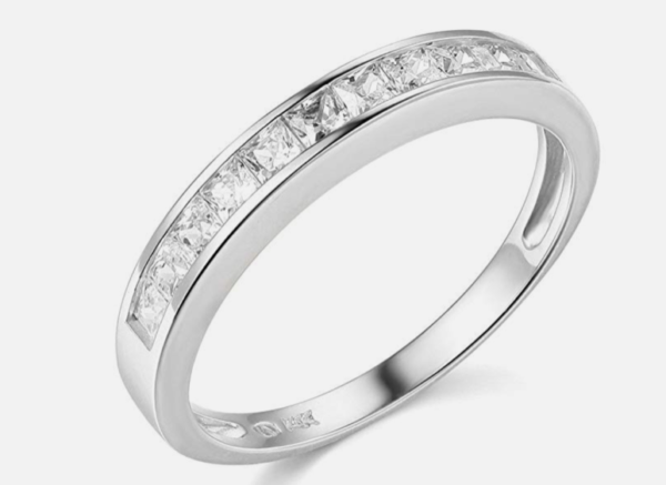 1 Ct Princess Cut Real 14k White Gold Engagement Wedding Anniversary Band Ring